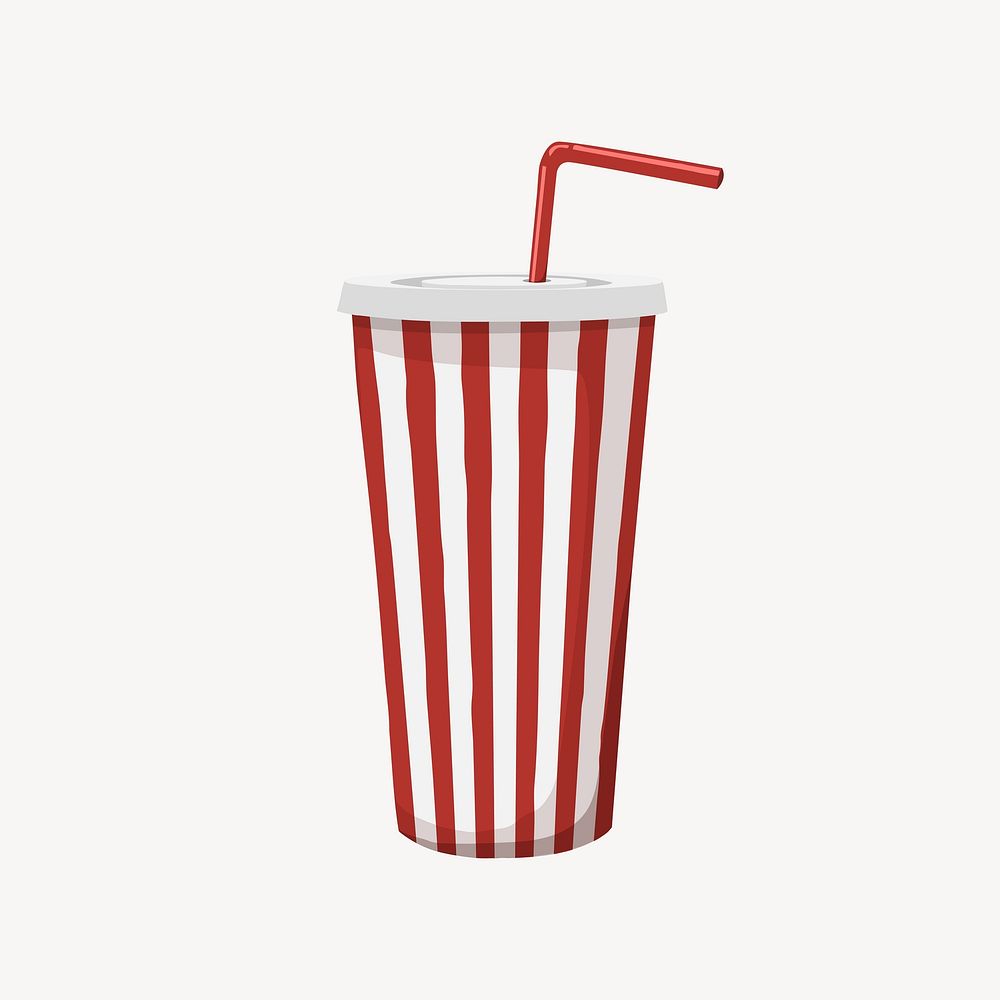 Red striped paper cup, food packaging illustration vector