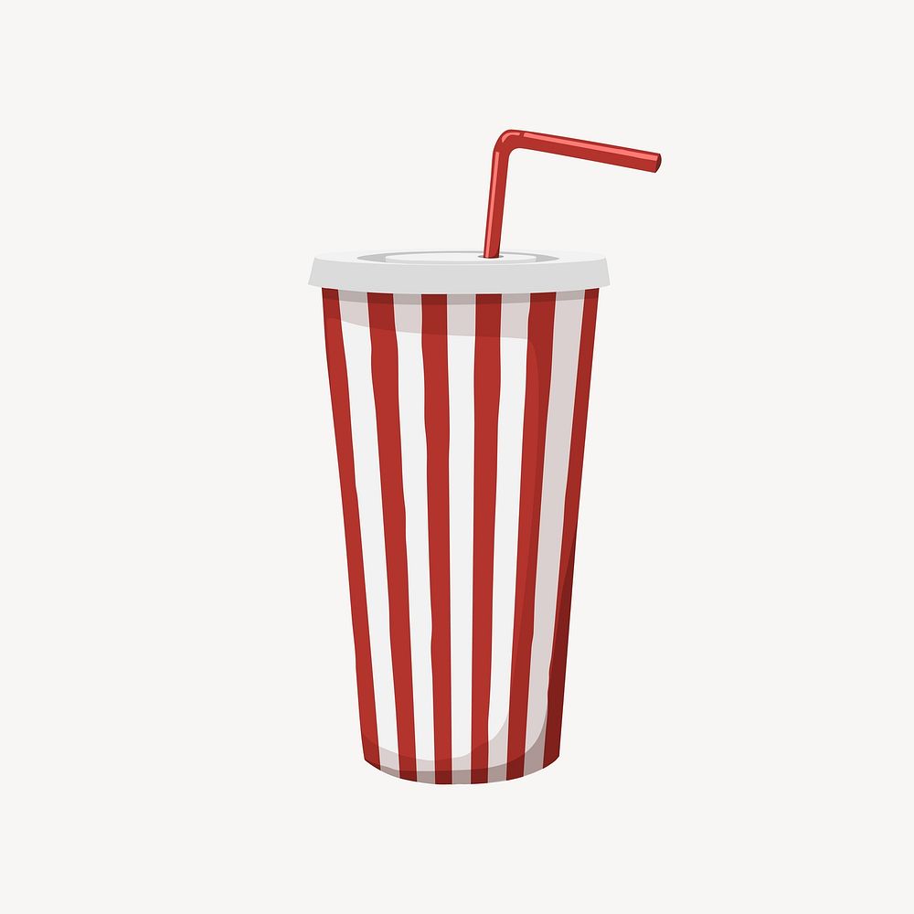 Red striped paper cup, food packaging illustration