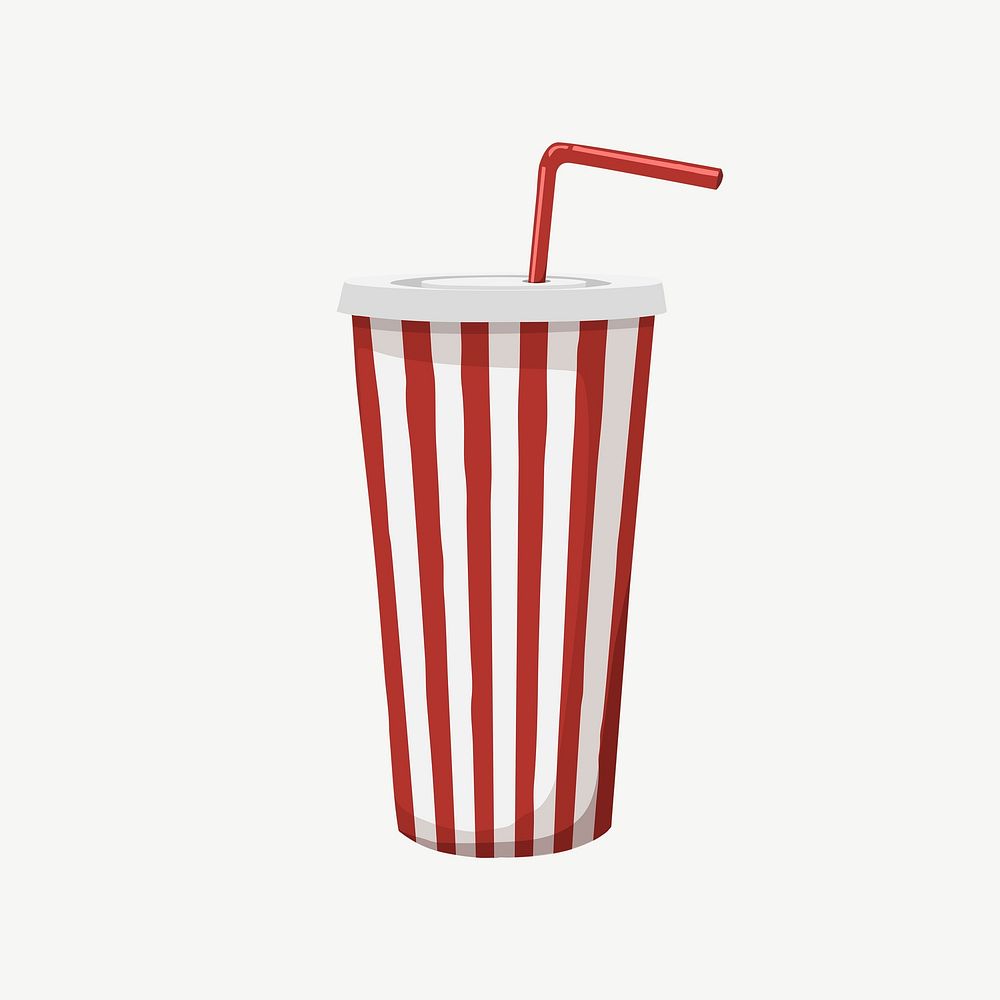 Red striped paper cup, food packaging illustration psd