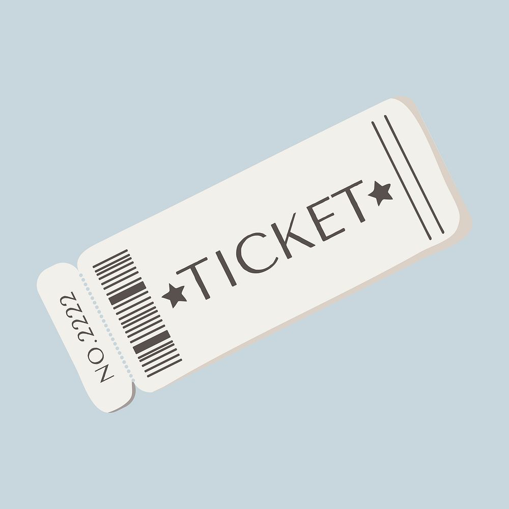 Cute concert ticket, paper illustration psd