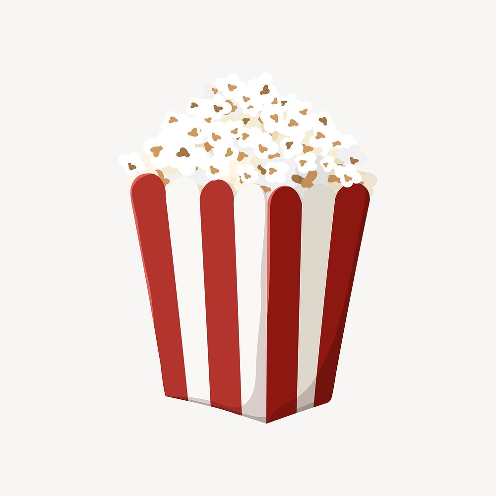 Movie popcorn bucket, food illustration vector