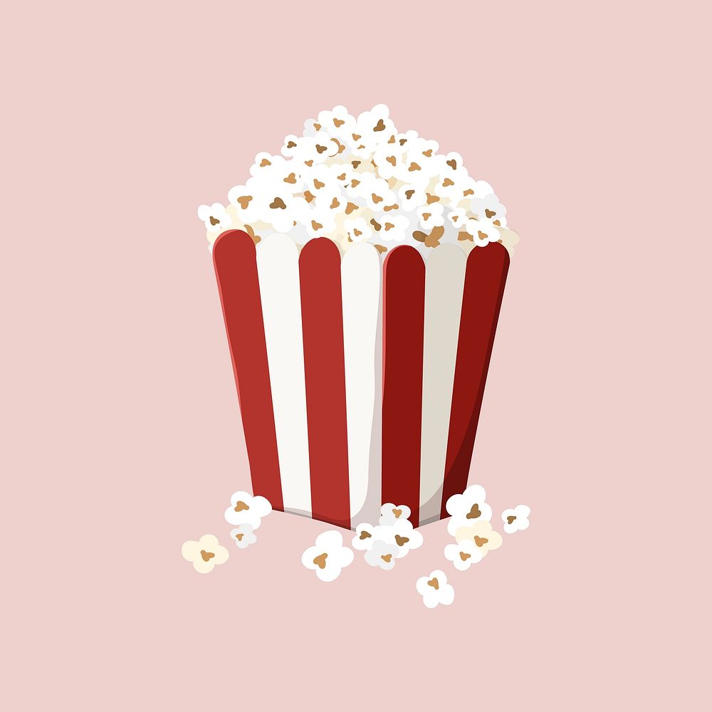 Movie popcorn bucket, food illustration vector