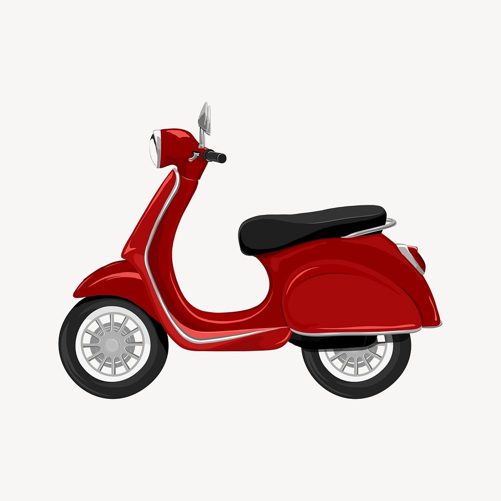 Red scooter, vehicle illustration vector