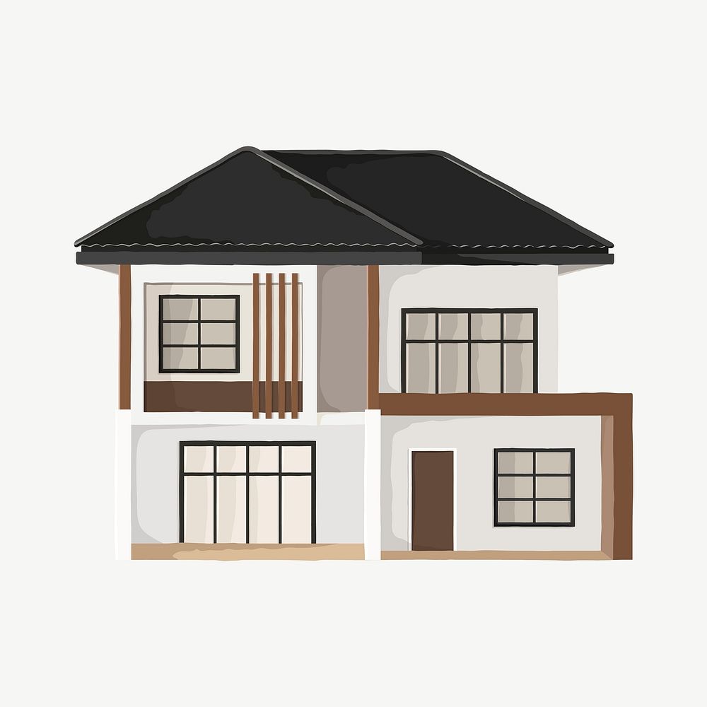 Two story house, architecture illustration  psd