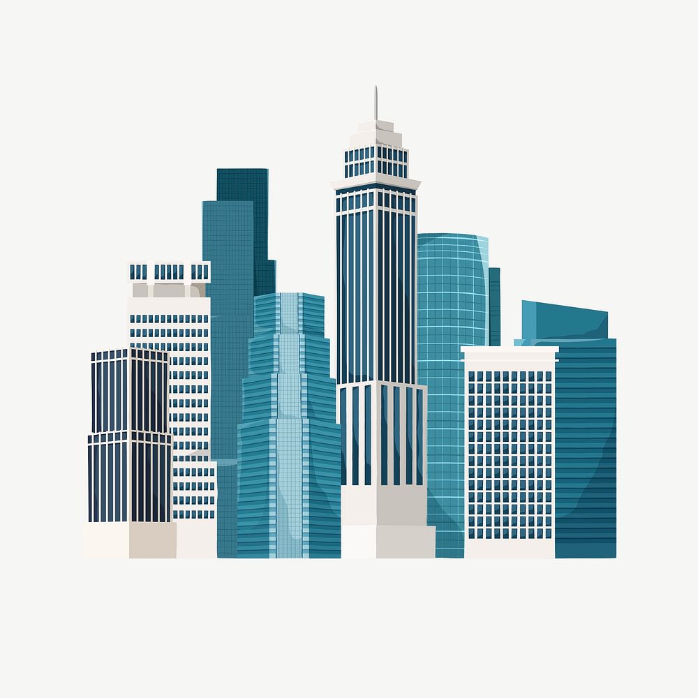 City skyline, architecture illustration  psd