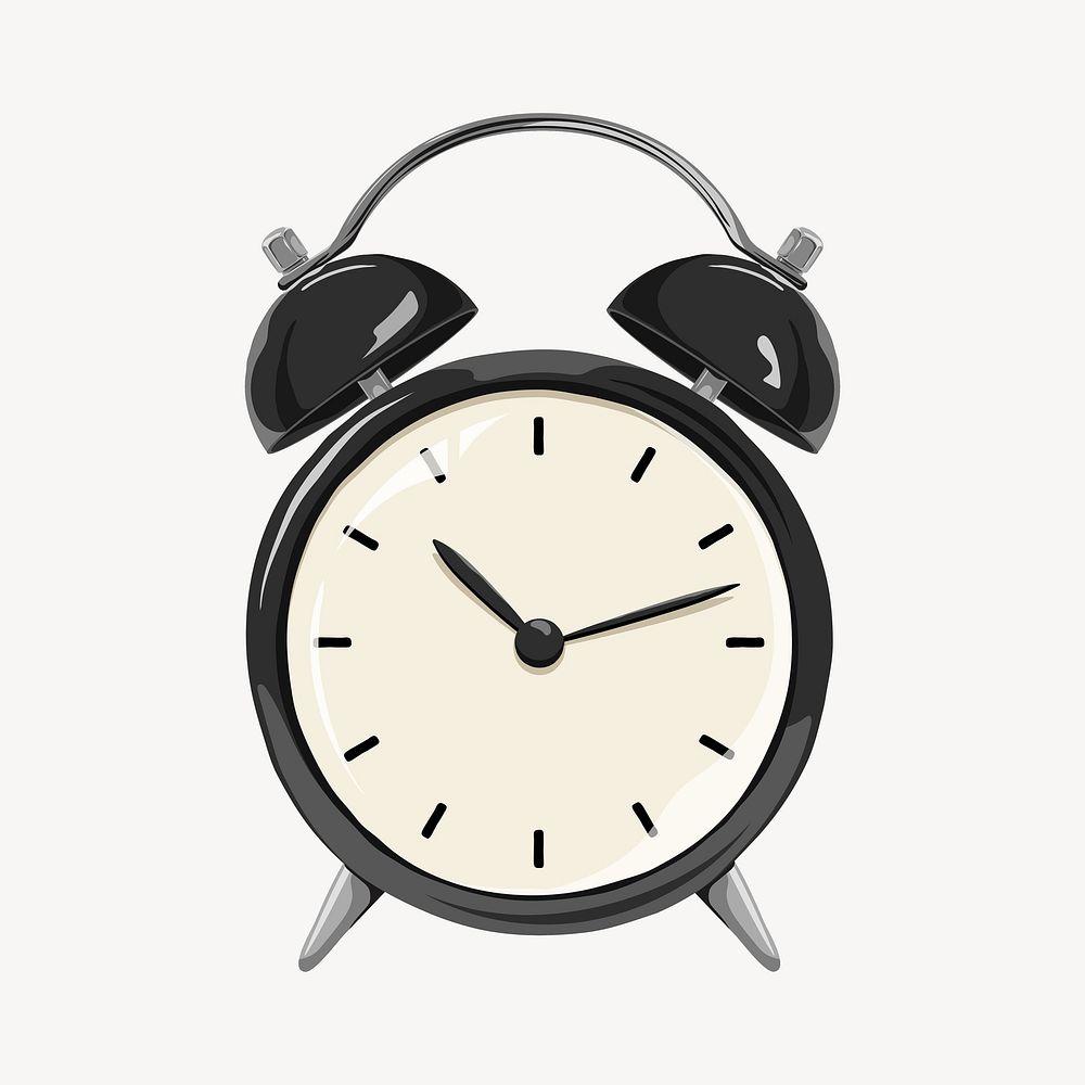Black alarm clock, object illustration