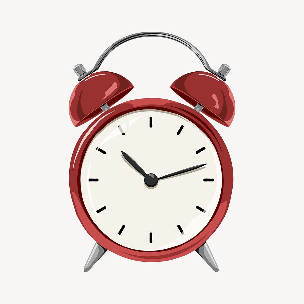 Red alarm clock, object illustration vector