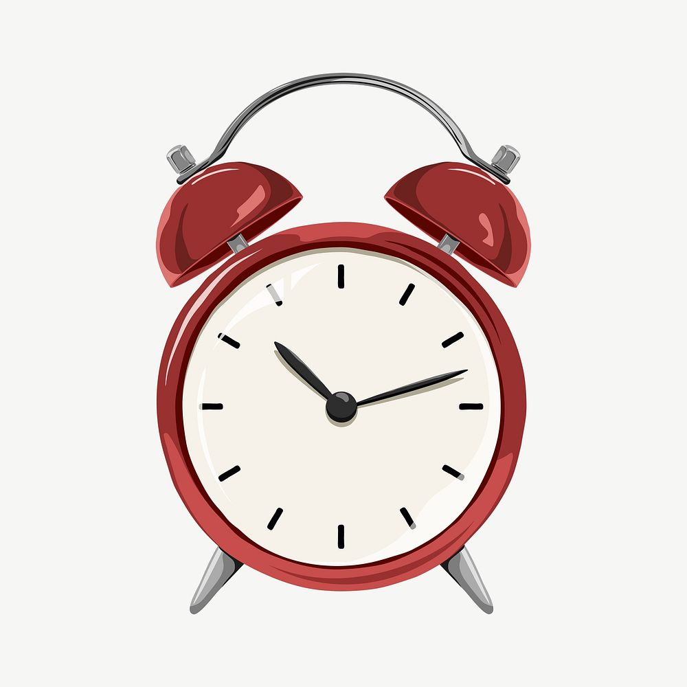 Red alarm clock, object illustration psd