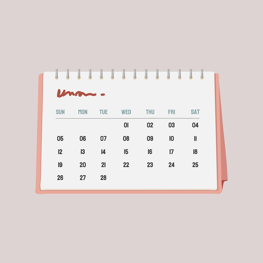 Desk calendar aesthetic illustration 