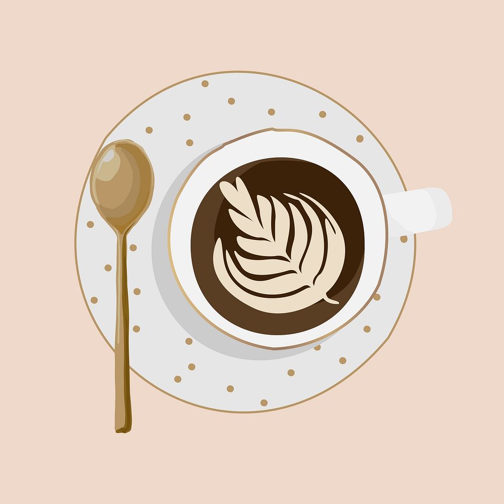 Hot coffee, aesthetic beverage illustration