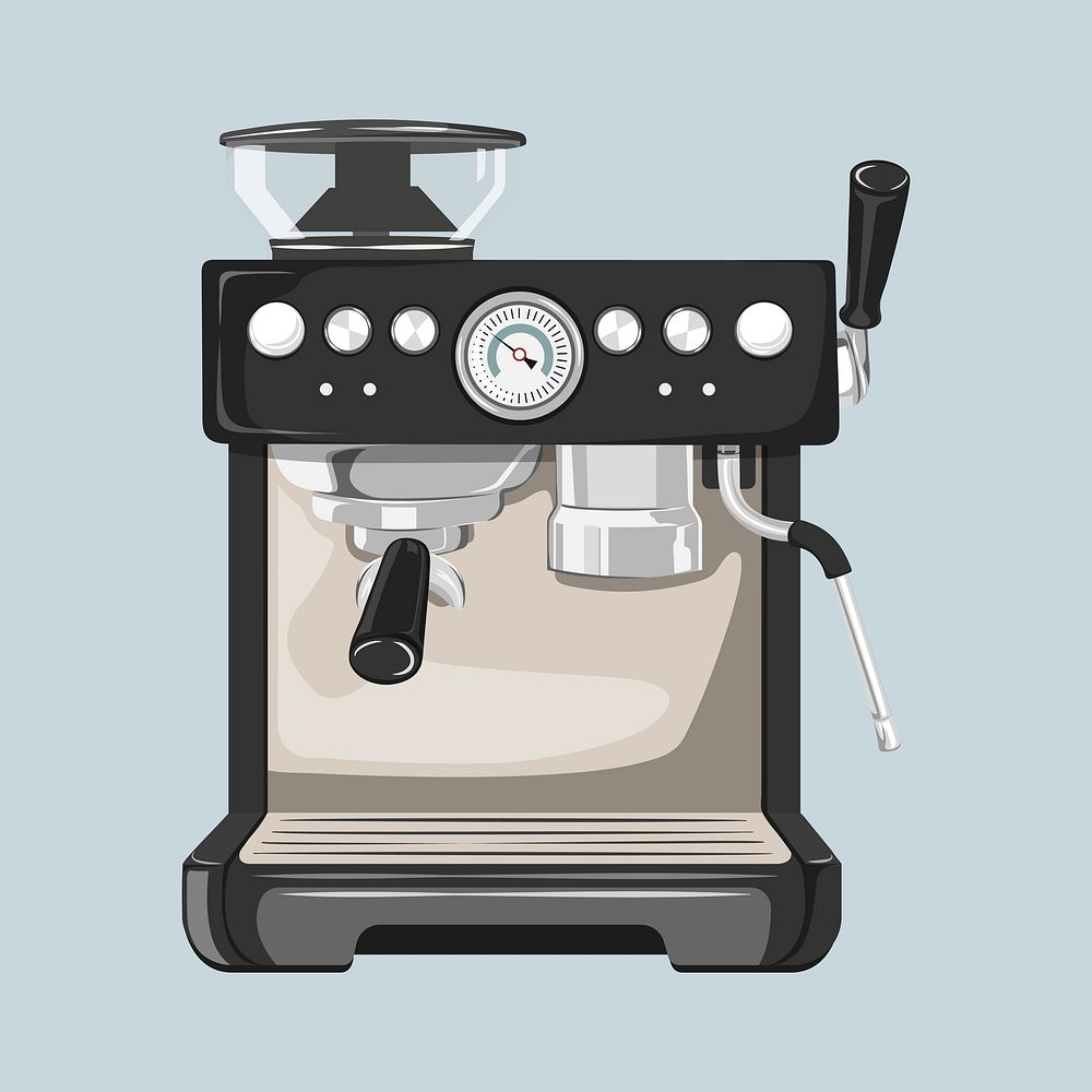 Coffee maker, cute machine illustration vector