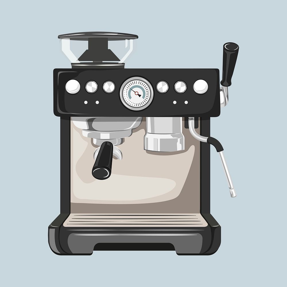 Coffee maker, cute machine illustration psd