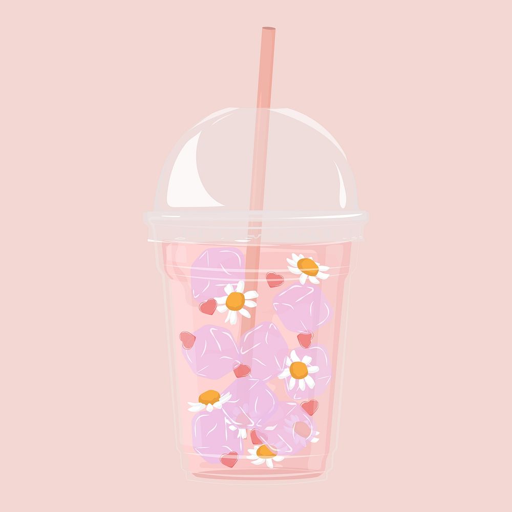 Chamomile iced tea, aesthetic beverage illustration vector