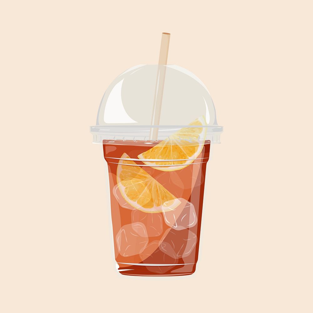 Lemon iced tea, refreshment illustration psd