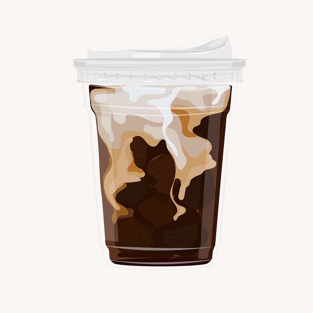 Iced latte coffee, drink illustration vector