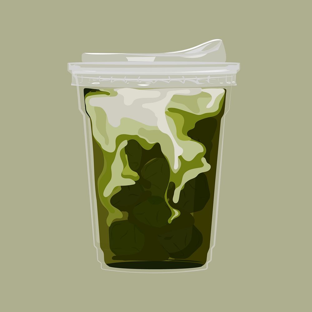 Matcha green tea, drink illustration vector