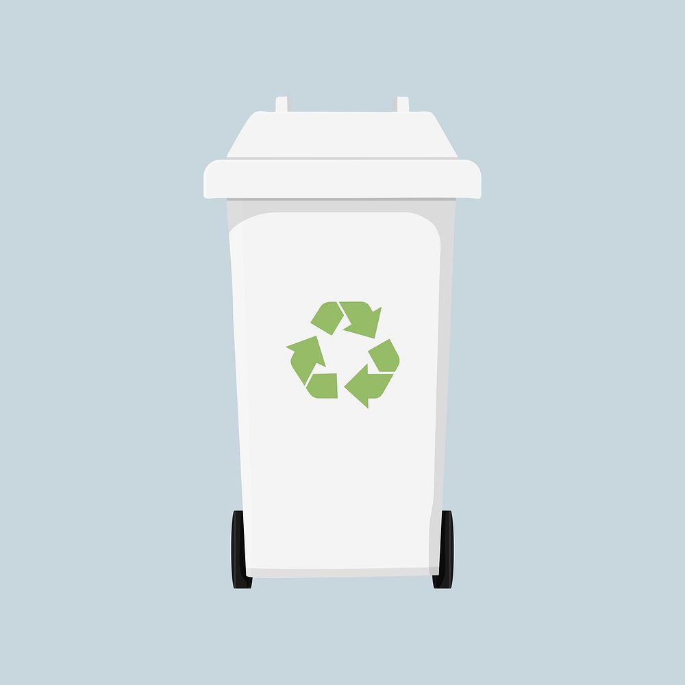 White recycle bin, environment illustration