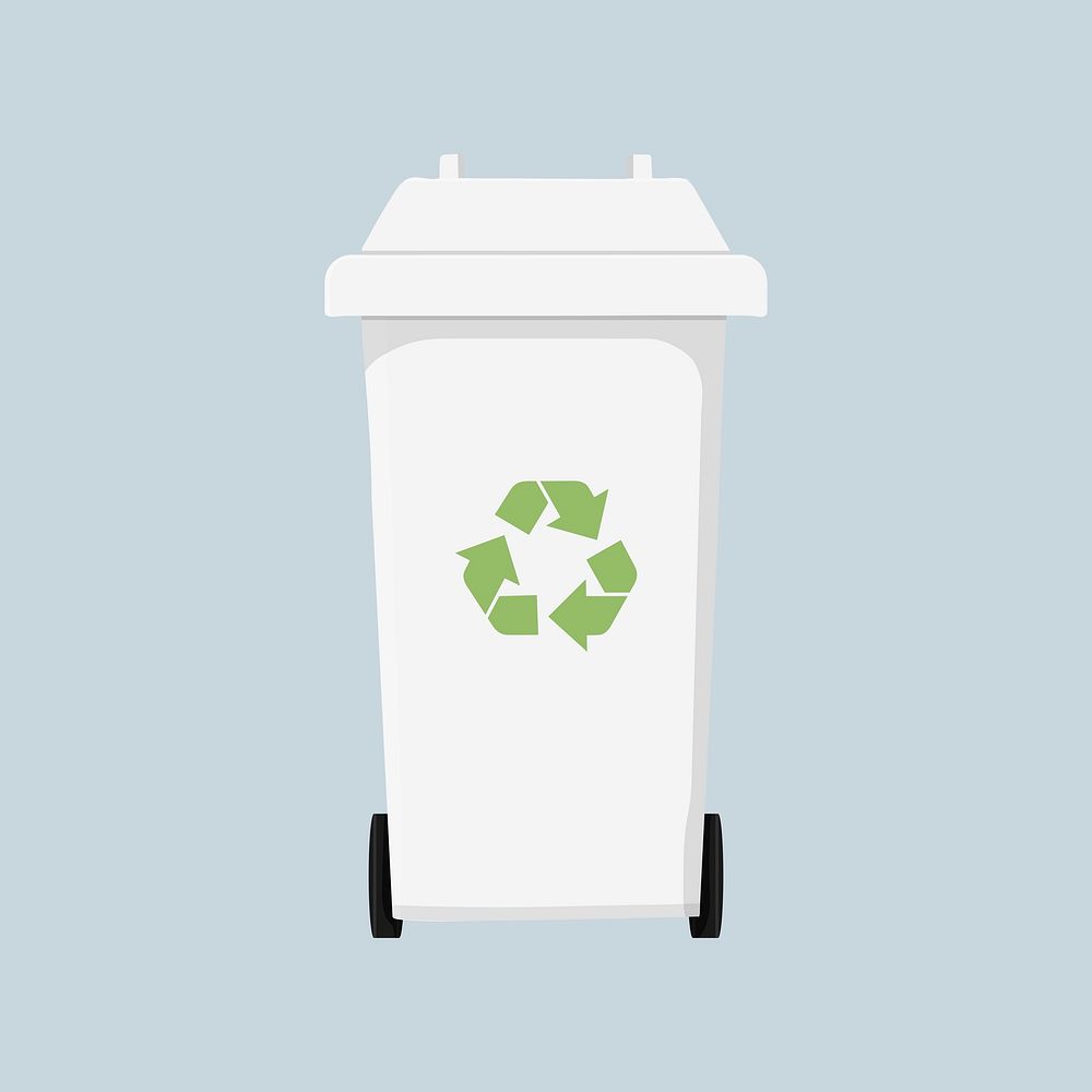 White recycle bin, environment illustration psd