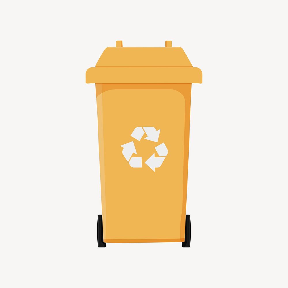 Yellow recycle bin, environment illustration