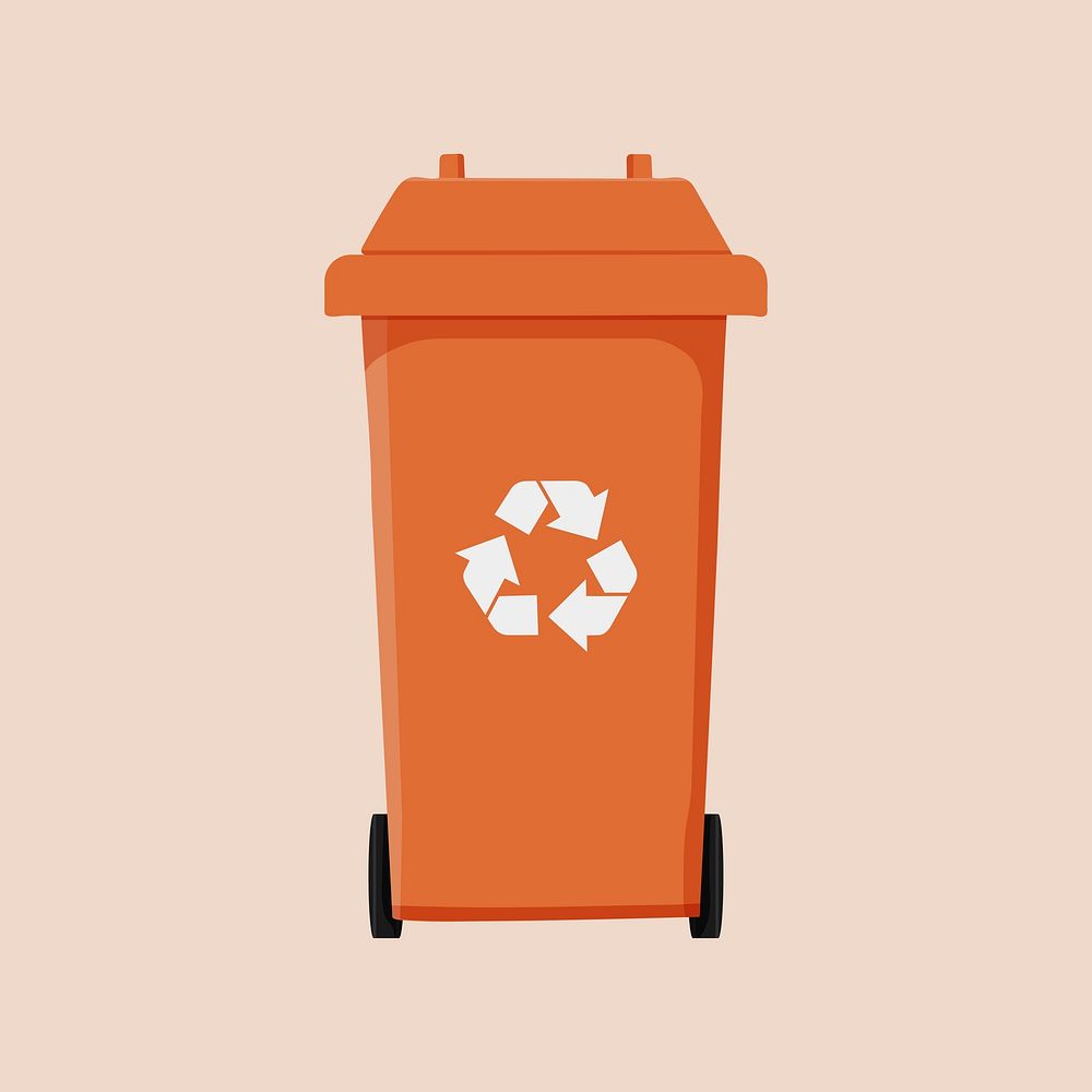Orange recycle bin, environment illustration vector