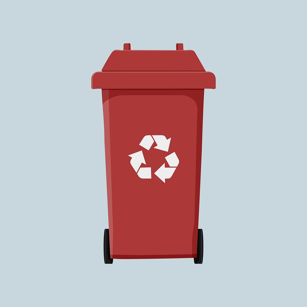 Red recycle bin, environment illustration