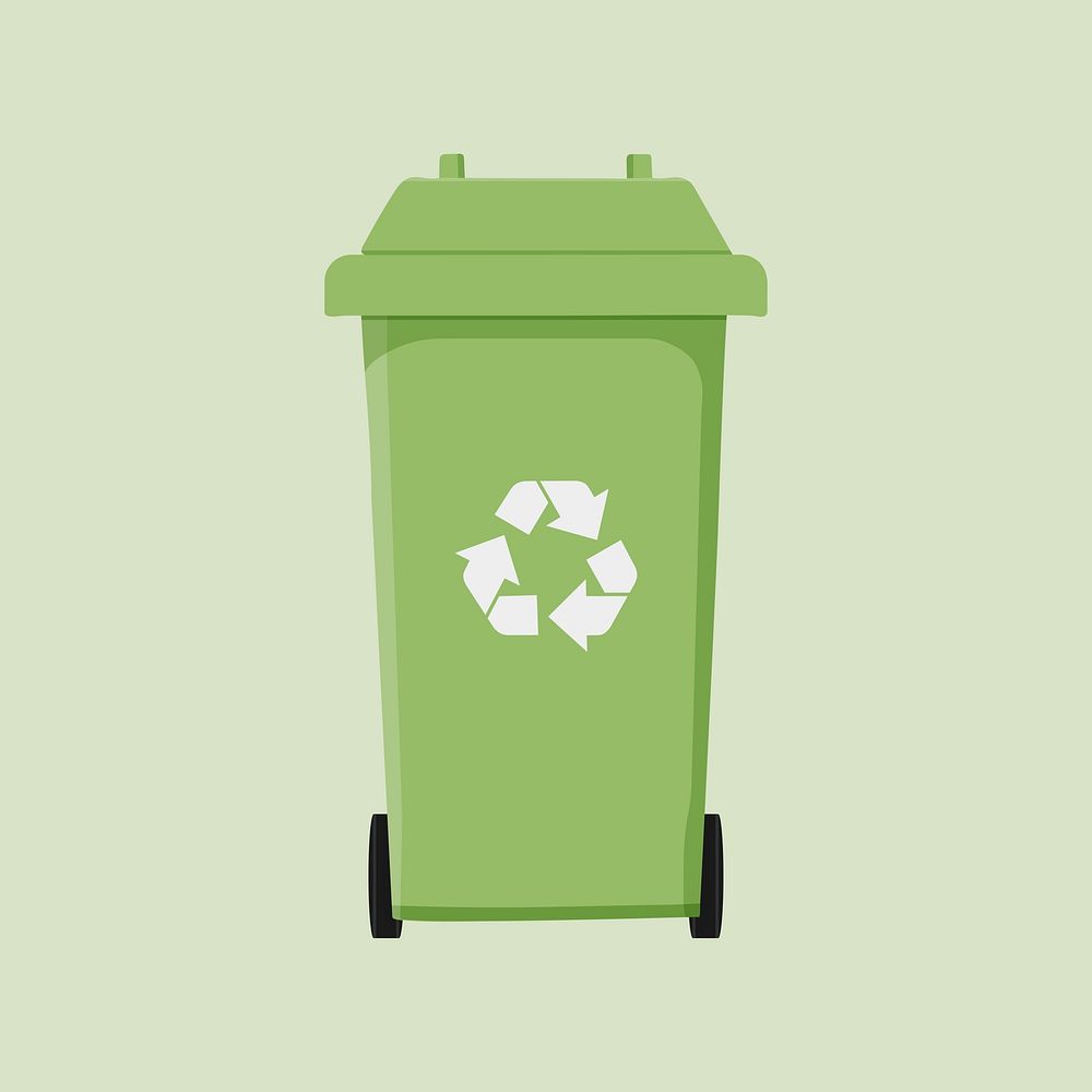 Green recycle bin, environment illustration