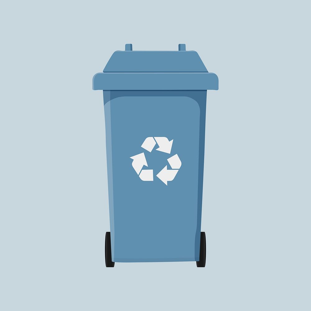 Blue recycle bin, environment illustration