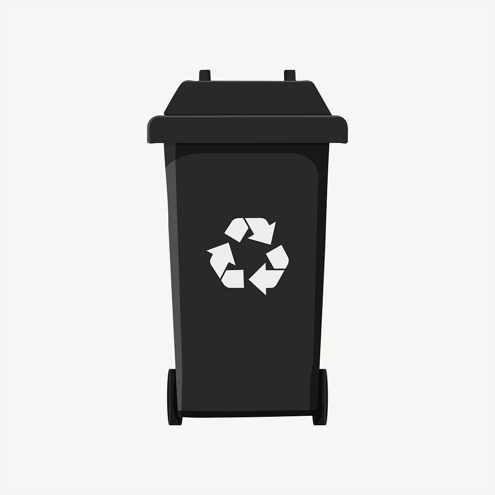 Black recycle bin, environment illustration psd