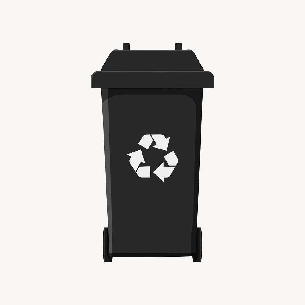 Black recycle bin, environment illustration vector
