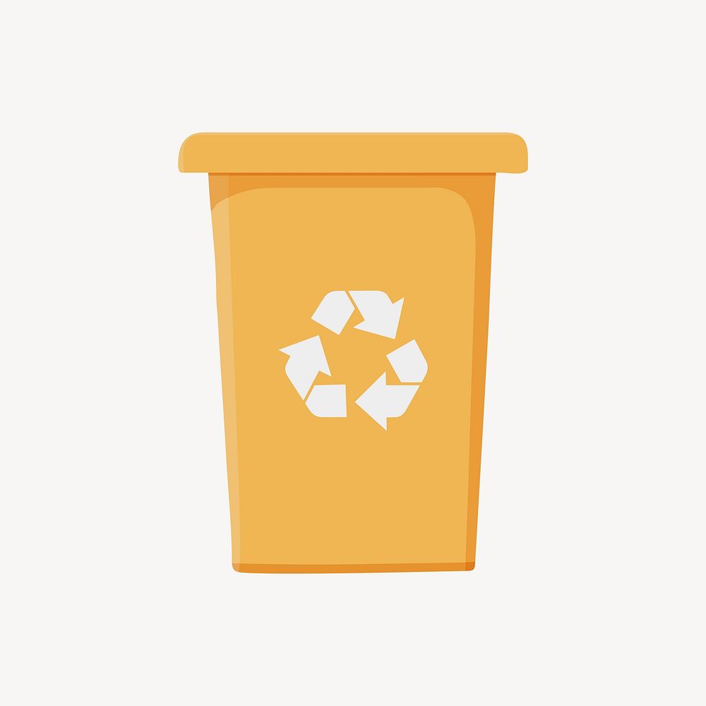 Yellow recycle bin, environment illustration