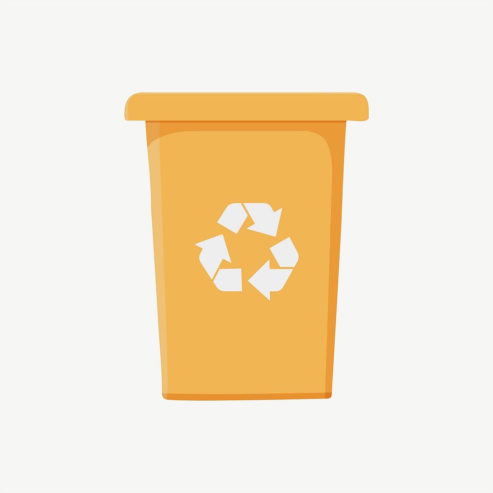 Yellow recycle bin, environment illustration psd