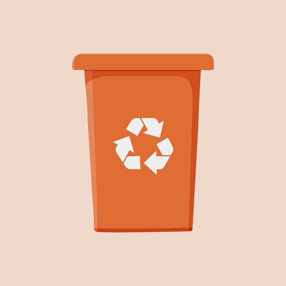 Orange recycle bin, environment illustration vector