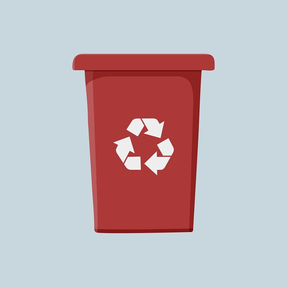 Red recycle bin, environment illustration vector