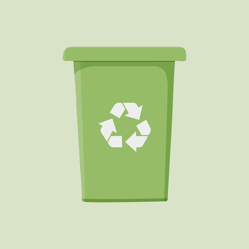 Green recycle bin, environment illustration