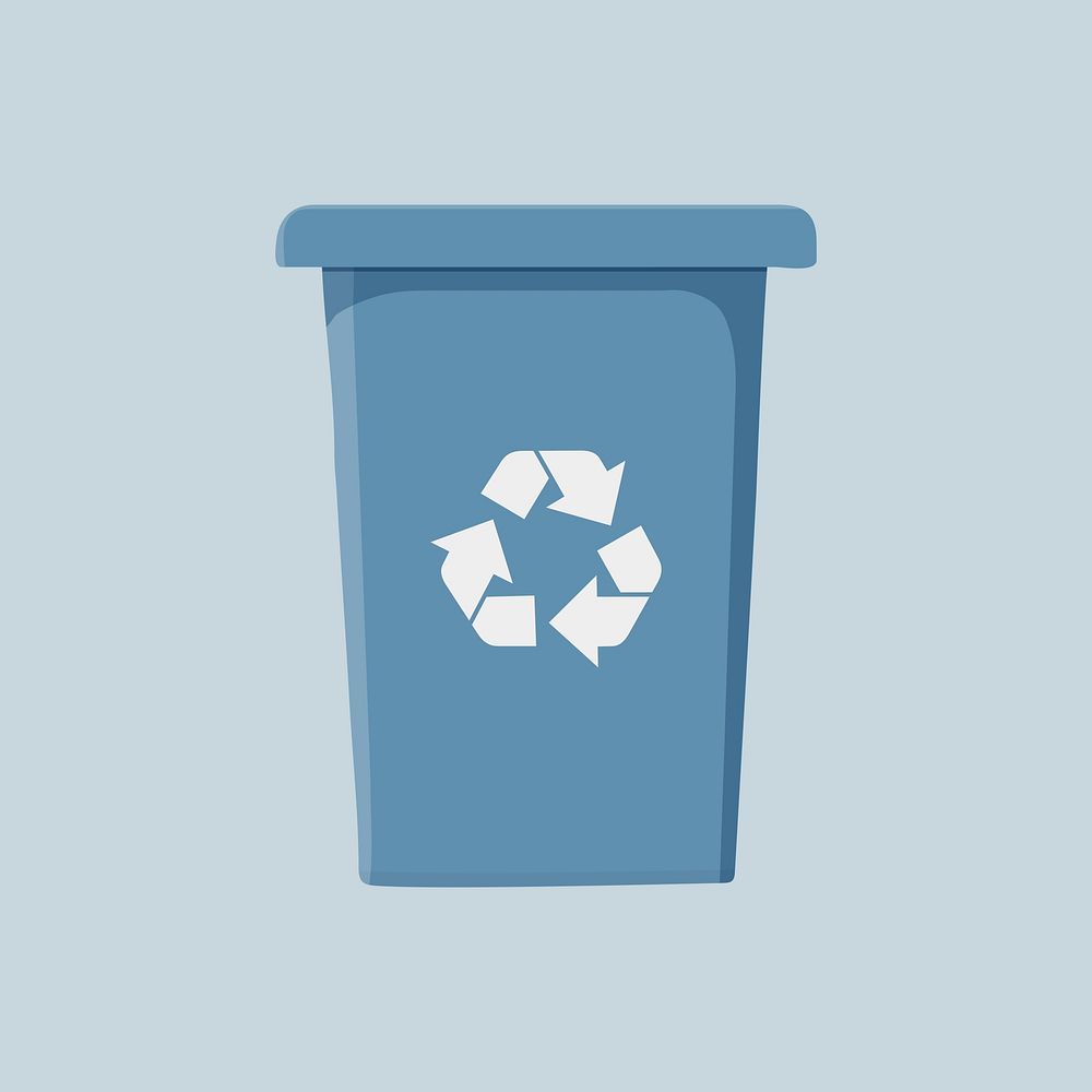 Blue recycle bin, environment illustration