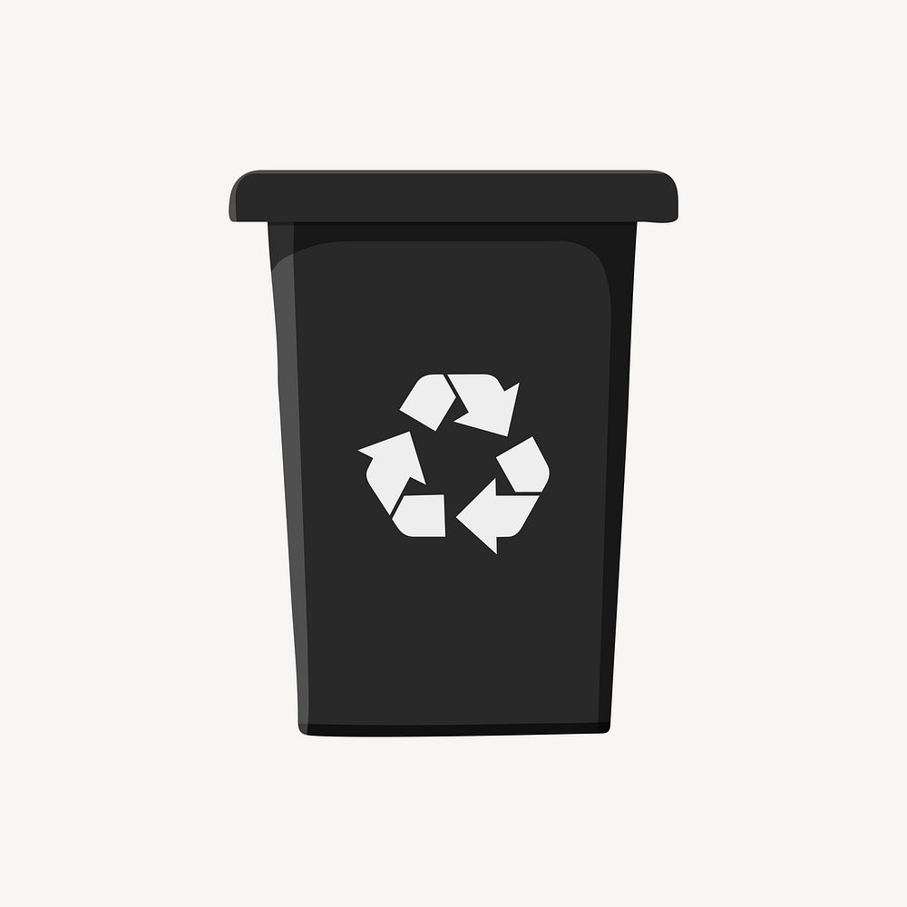 Black recycle bin, environment illustration