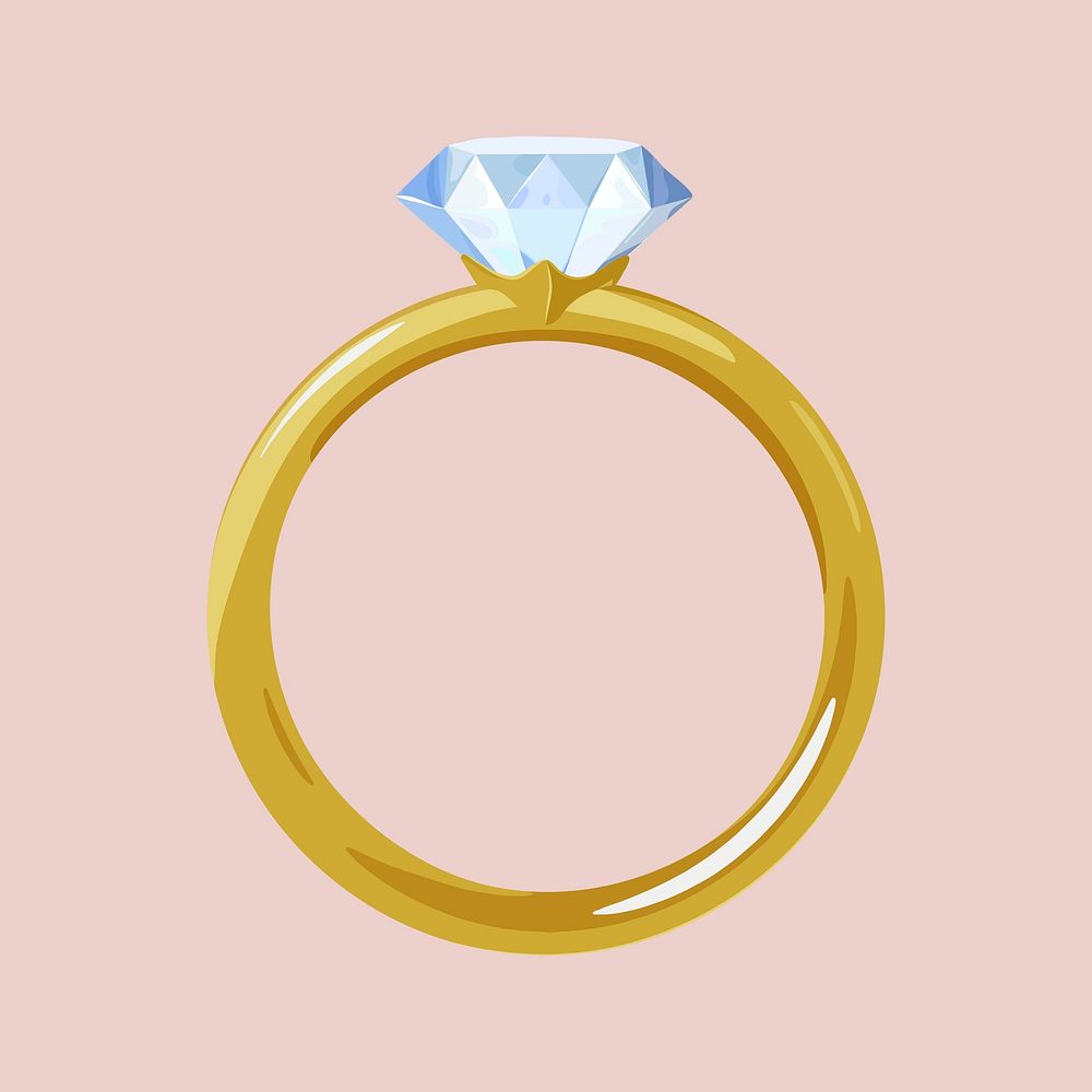 Blue diamond ring, jewelry illustration psd