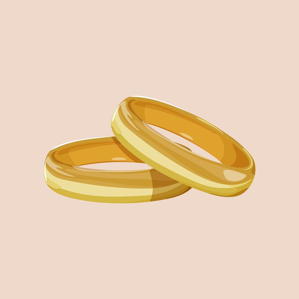 Golden couple ring, jewelry illustration vector