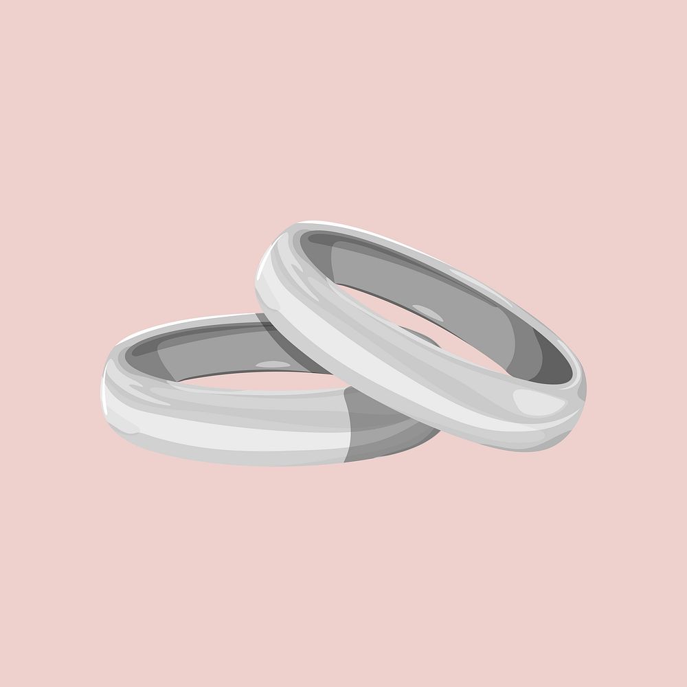 Silver couple ring, jewelry illustration