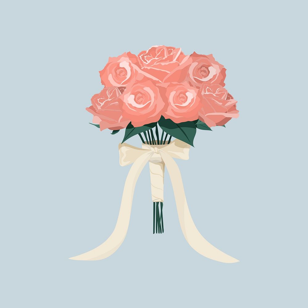 Pink roses bouquet illustration psd