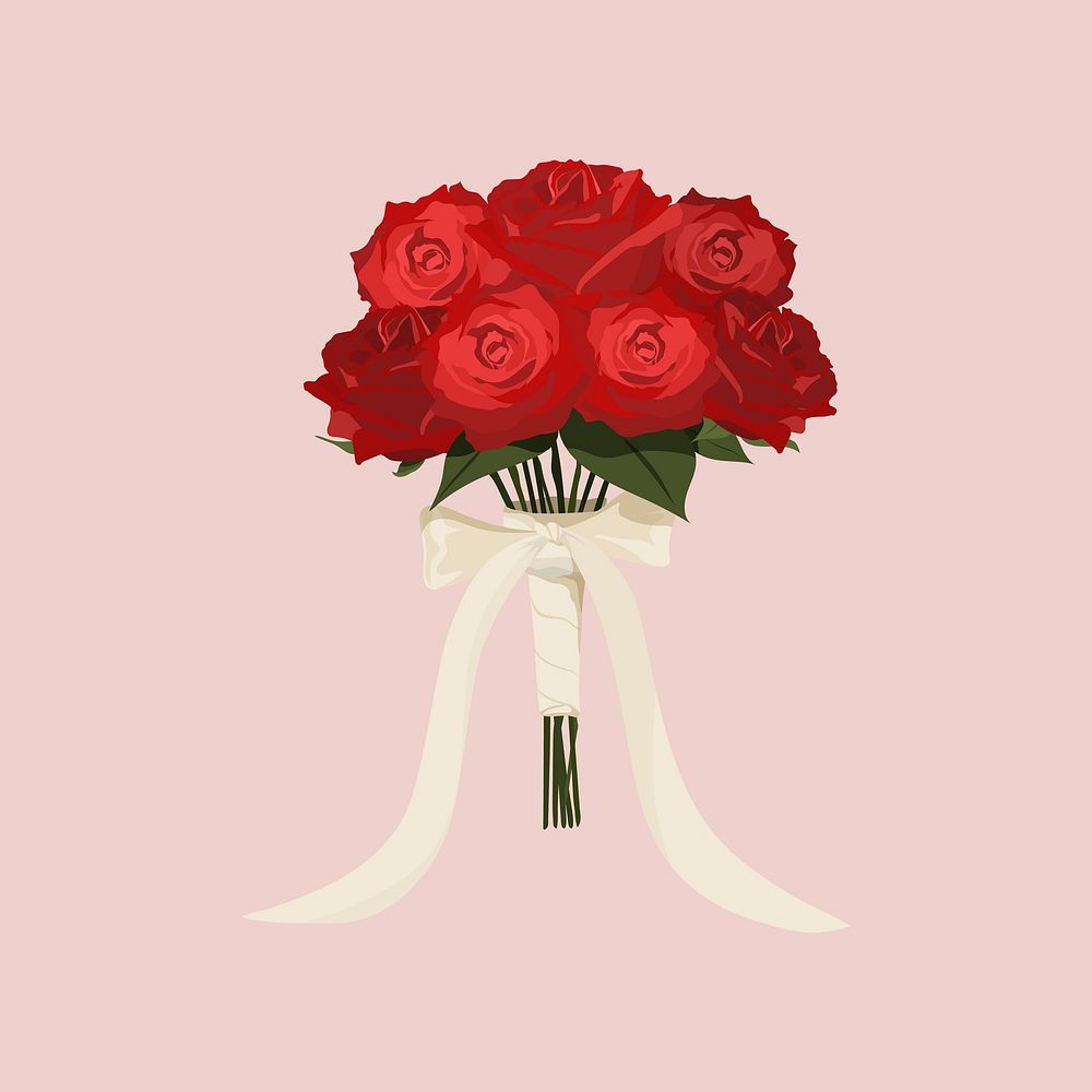 Red roses bouquet illustration vector