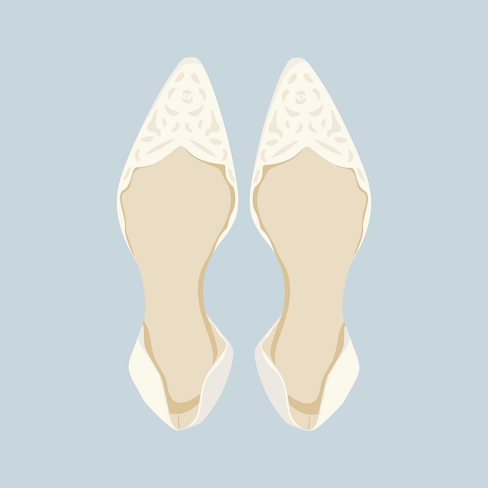 White bridal shoes illustration psd
