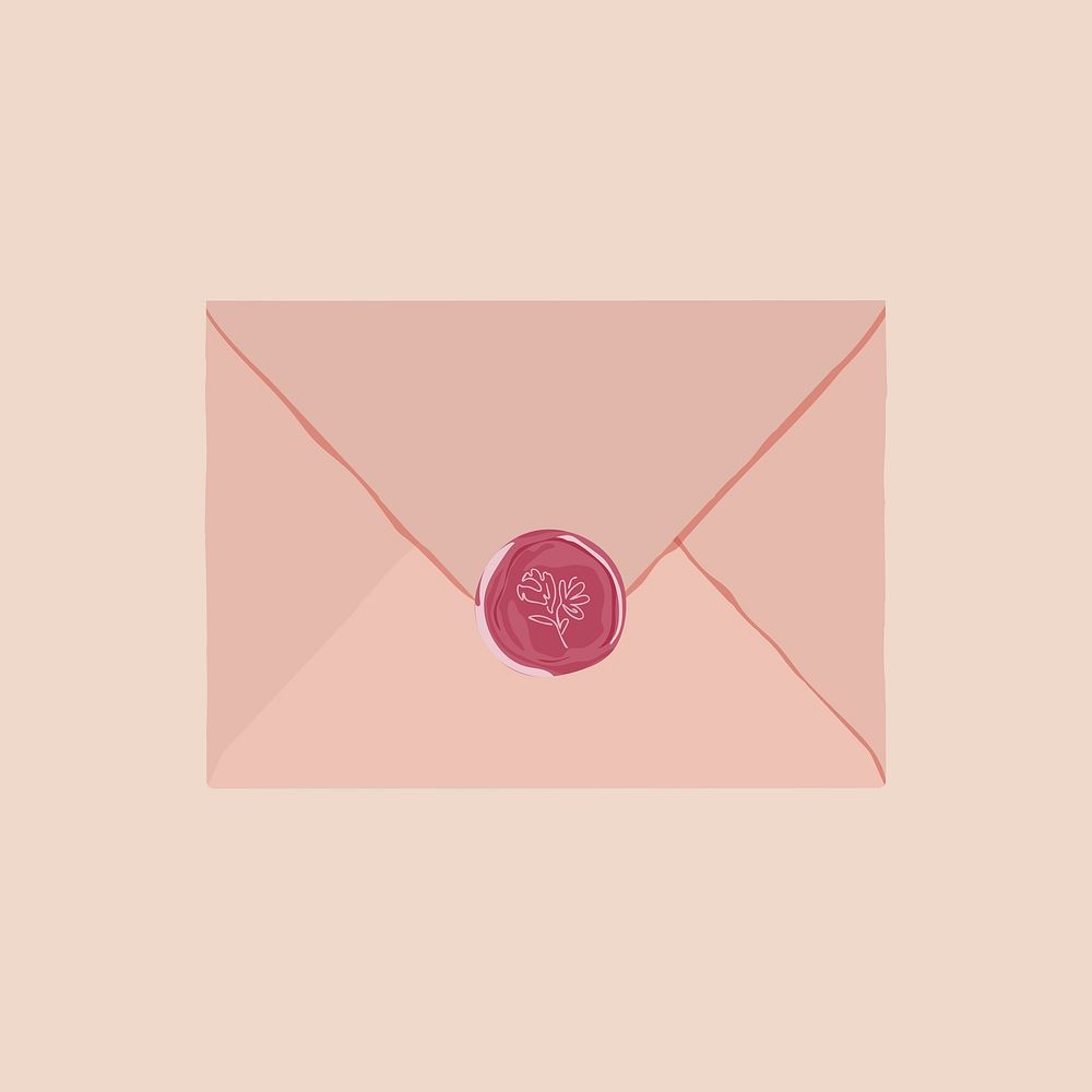 Pink sealed envelope collage element  vector