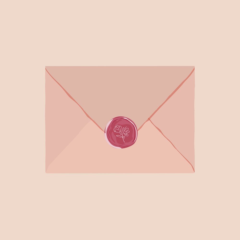 Pink sealed envelope collage element  psd