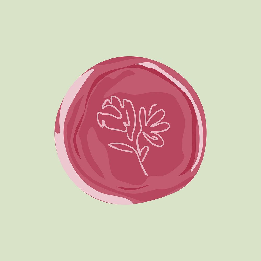 Red floral wax seal illustration