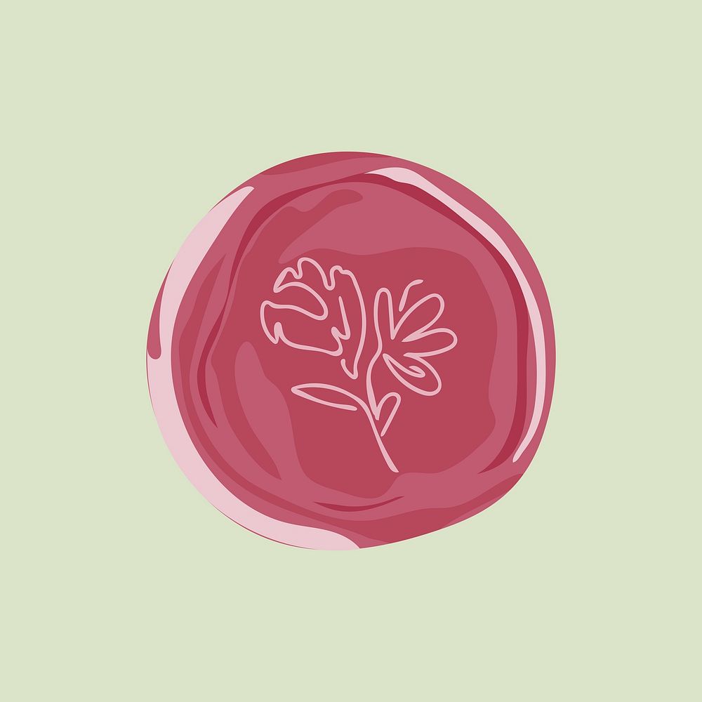 Red floral wax seal illustration | Free PSD - rawpixel