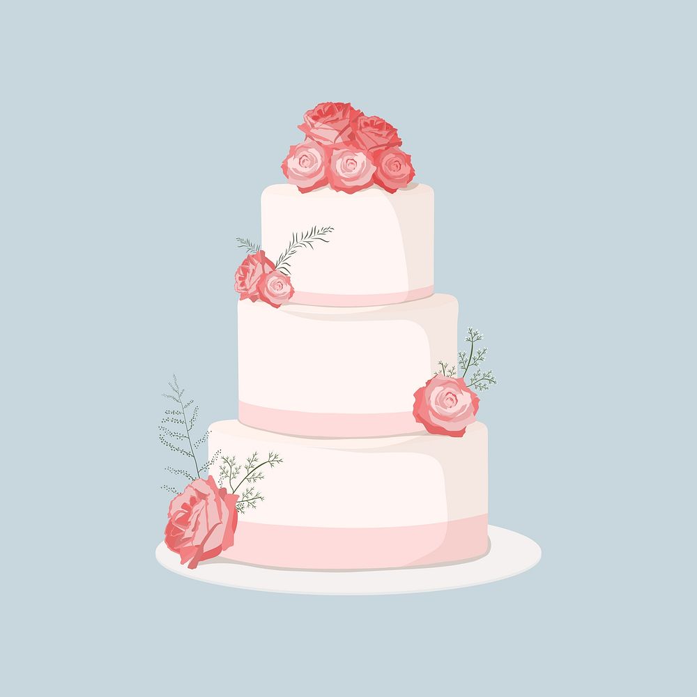 Pink wedding cake, dessert illustration