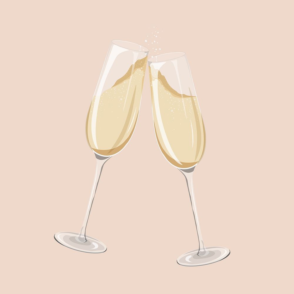 Clinking champagne glasses, celebration illustration vector