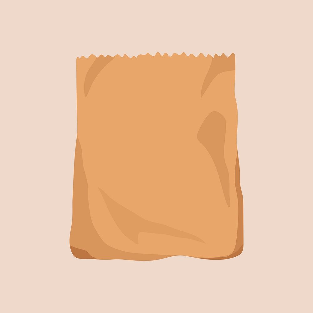 Recycle paper bag, food packaging illustration  psd