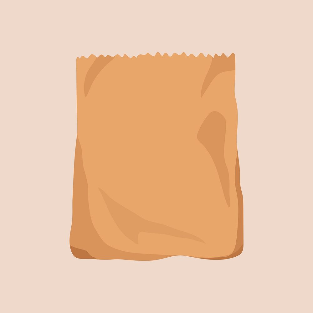 Recycle paper bag, food packaging illustration 